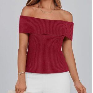 NWT Pretty Garden Off Shoulder Sleeveless Sweater L Large